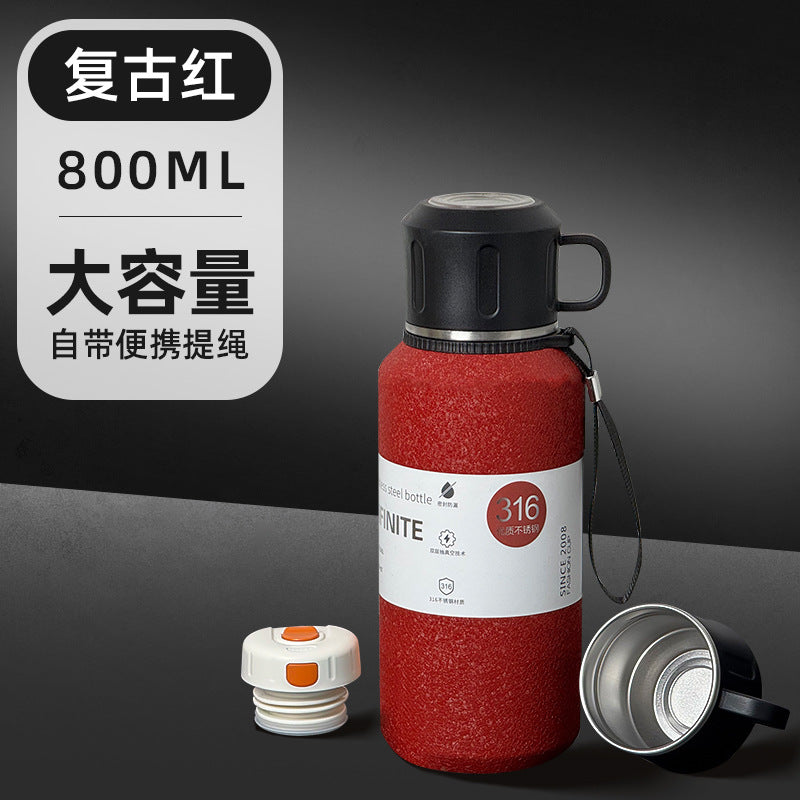 316l stainless steel vacuum insulated thermos - all steel construction, large capacity, portable for men's outdoor travel, hiking, and mountaineering