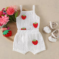 Children's clothing  cross-border fashion strawberry chapter off-white camisole + shorts summer new