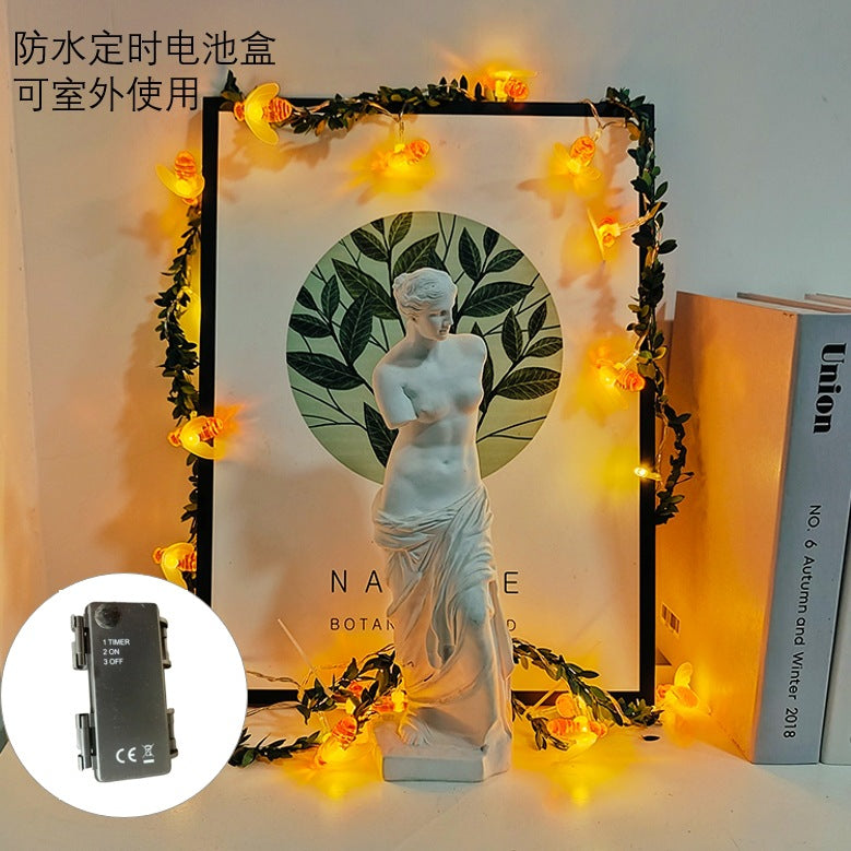 LED bee rattan lights flashing lights string lights gypsy decorative lights ins bedroom room layout romantic night lights