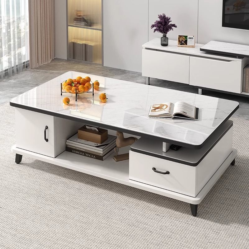 Modern minimalist tv stand for living room, compact home, floor-standing extendable 2025 new style coffee table and tv cabinet combination