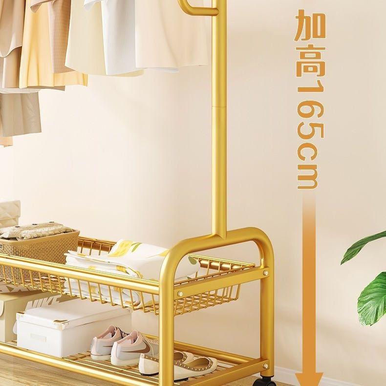 Scandinavian simple clothes drying rack indoor bedroom thickenedmovable floor-standing clothes rack clothes rack floor-standing