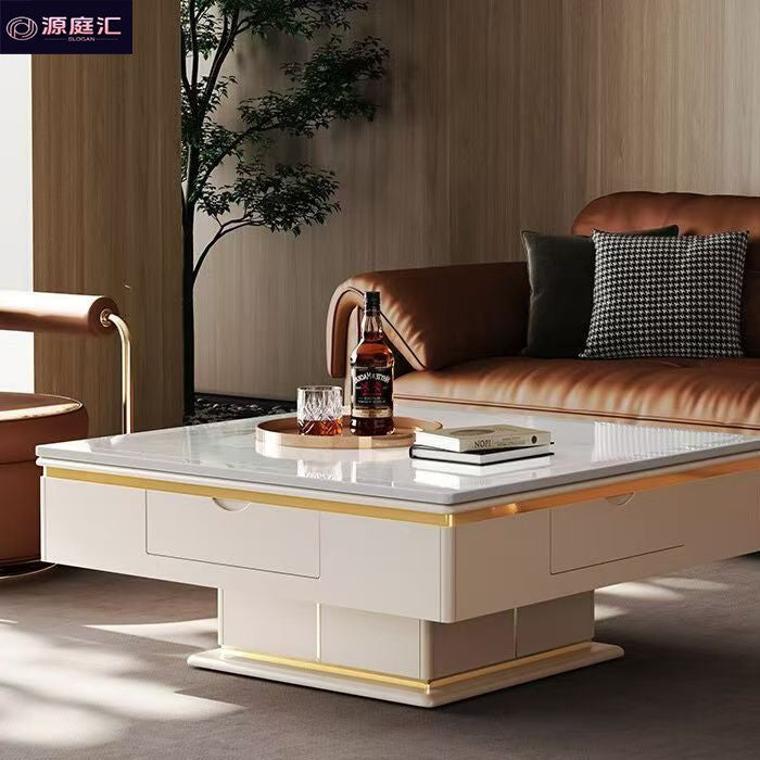Rock slab mahjong table all-in-one dining table coffee table accessible luxury modern square multi-functional adjustable dual-purpose for home mahjong machine