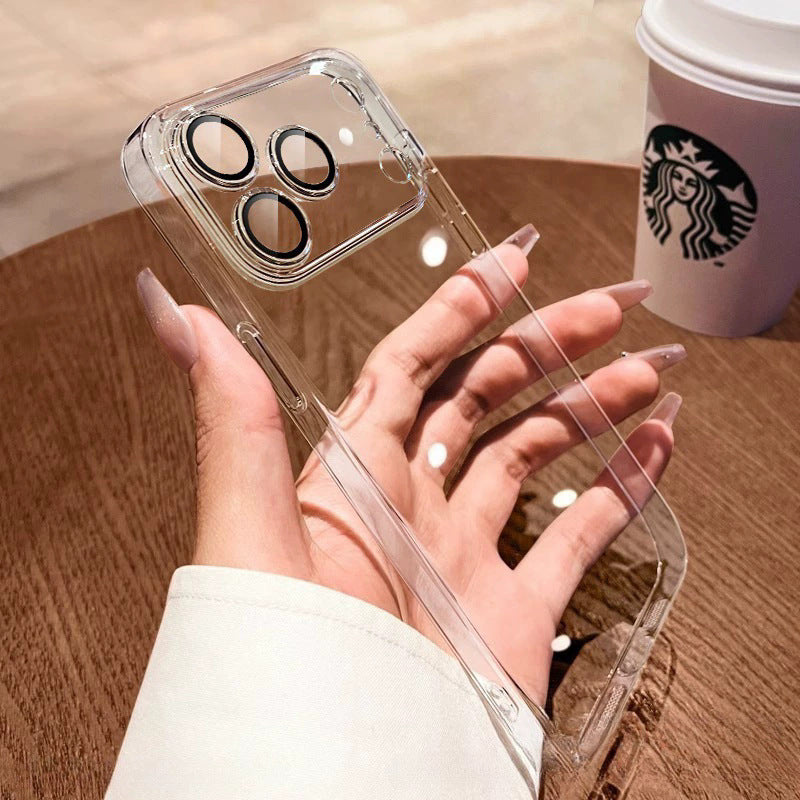 Electroplated lens film tpu soft shell suitable for iphone17promax mobile phone case transparent apple 16/15 anti-fall case