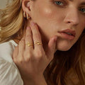 Gold initial ring for women, gold-plated heart-shaped initial stackable ring, adjustable pinky ring
