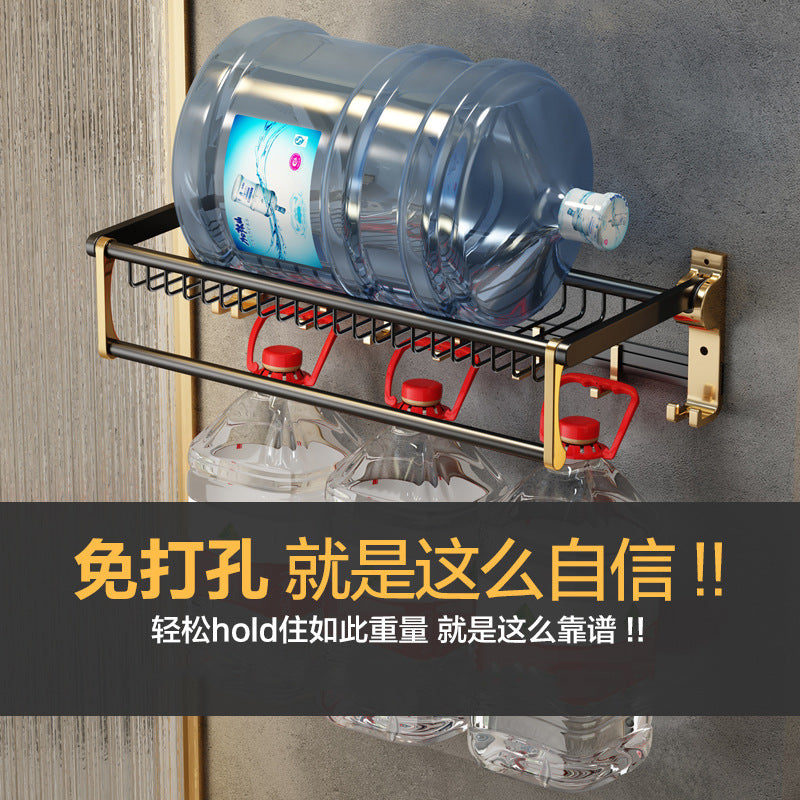 No punching space aluminum storage towel rack, bathroom bathroom bathroom hardware pendant set, net basket towel rack.