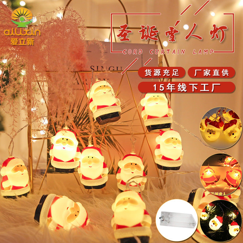 LED Santa Claus Head Light String Outdoor Waterproof Creative Snowman Light String LED Christmas Decoration Flash Light String
