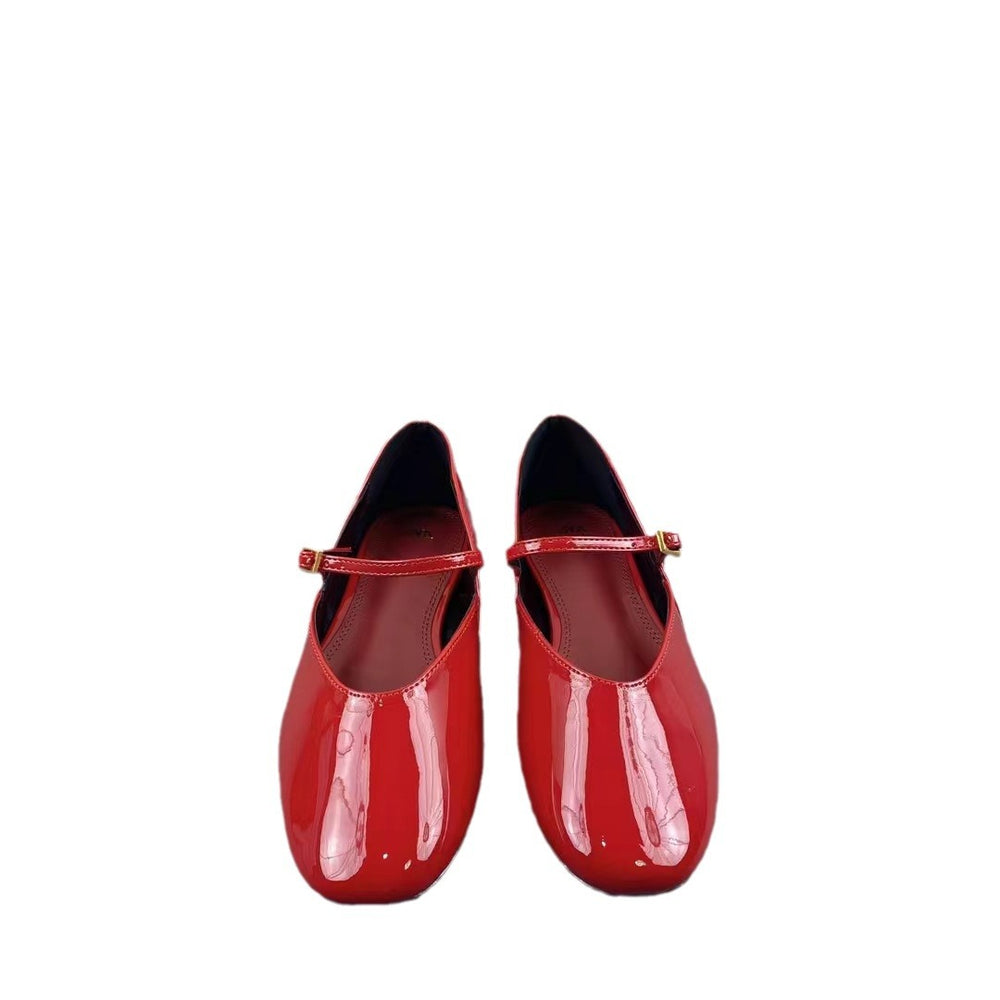 Za women's flats - 2024 summer new collection - bright red patent leather mary janes - ballet flats - women's shoes