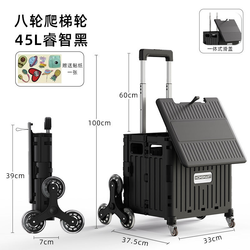 Folding trolley - lightweight rolling cart for shopping, snacks, storage, mobile camping, portable grocery shopping, and express delivery pickup