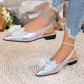 summer new arrival: open-toe pointed-toe flat sandals with bow and rhinestone detail – women's fairycore style