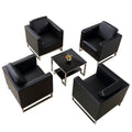 Single seater office sofa with coffee table set - genuine leather, ideal for car dealerships (4s stores), customer waiting areas, reception rooms - minimalist modern design