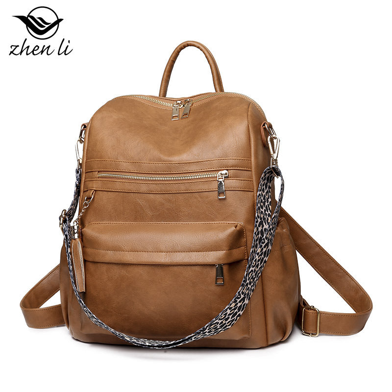 Cross-border bags backpack large capacity trend retro backpack soft leather dual-purpose shoulder bag women's backpack