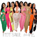 Source factory  summer new european and american style sexy tassel knit pant set