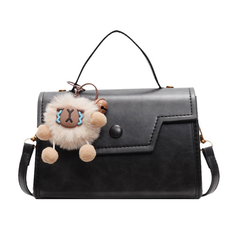 Hand carry retro small square bag 2025 winter new niche fashion casual shoulder bag trendy messenger bag