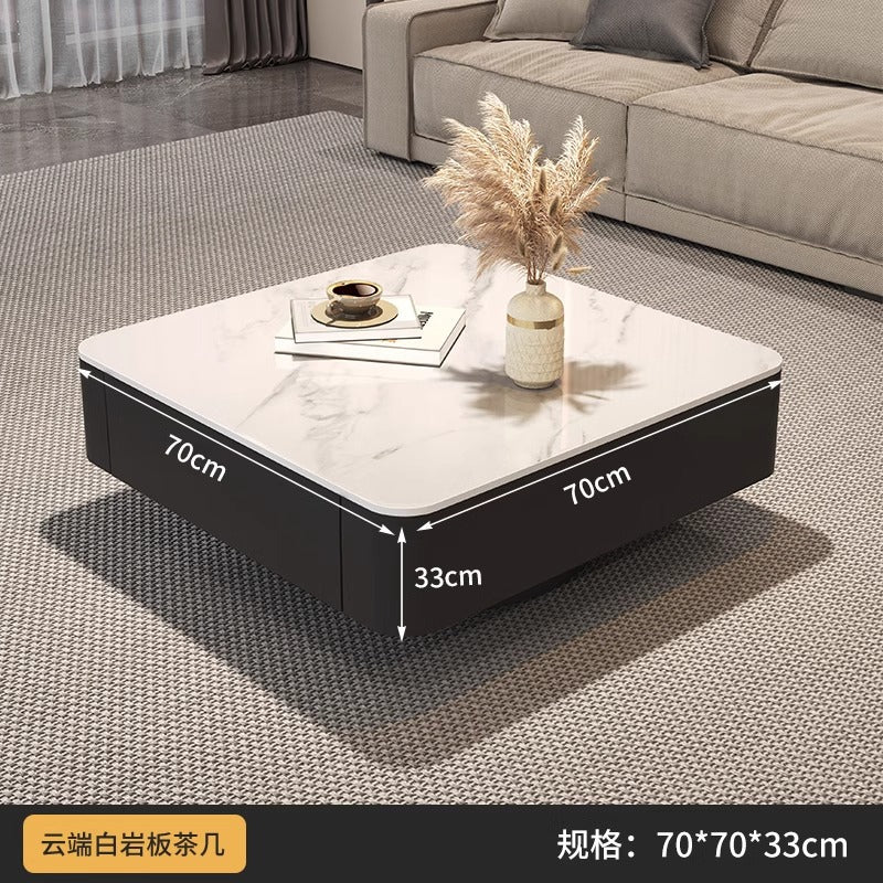For home tea table living room glass black light luxury slate modern casual combination coffee table small apartment square sense for home