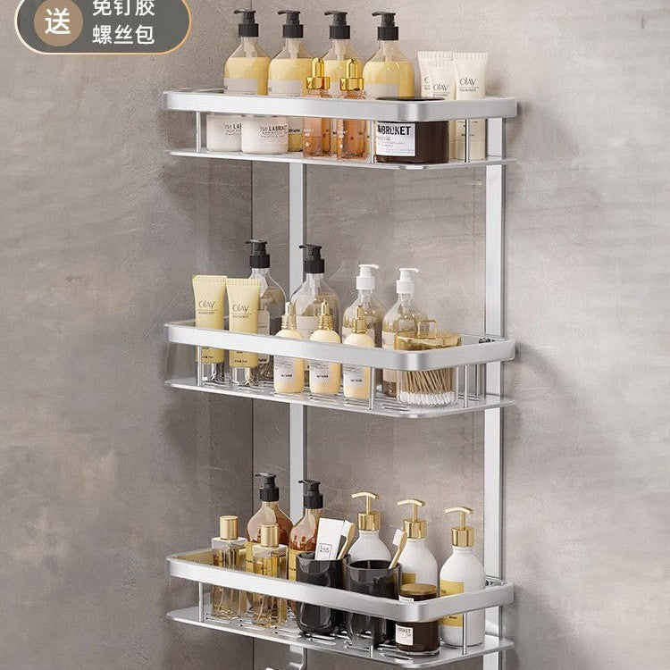 Space aluminum toilet rack bathroom triangular basket non-punching wall rack toilet toilet corner storage rack