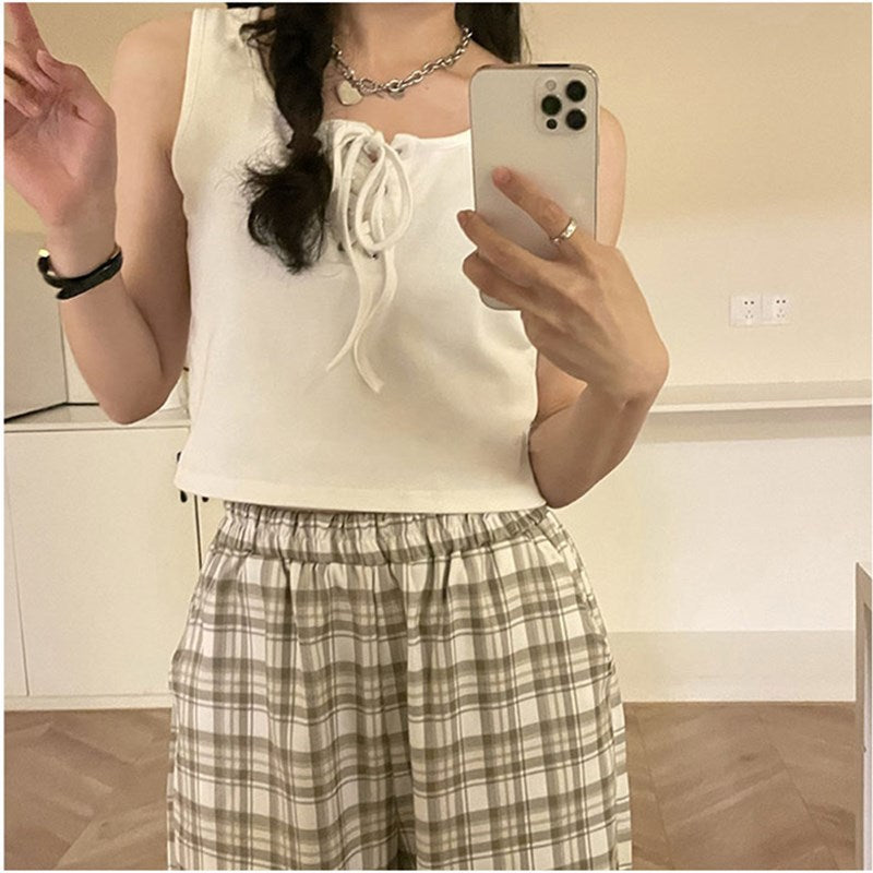 hong kong style japanese sleeveless tank top - women's summer design, unique outerwear, trendy ins style, short cami