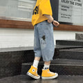Boys' summer denim shorts:  new trendy & stylish boy's summer cropped pants, lightweight shorts for mid-to-large children