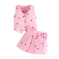 european and american style baby summer outfit: sweet heart pattern kids' set - princess-inspired sleeveless vest dress