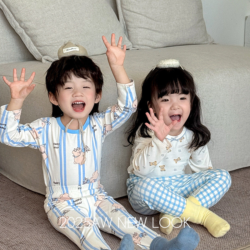 Kidspure cotton autumn clothes autumn trousers intimates xinjiang long-staple cotton new arrivalkidslong sleeves home clothes boys and girls suit