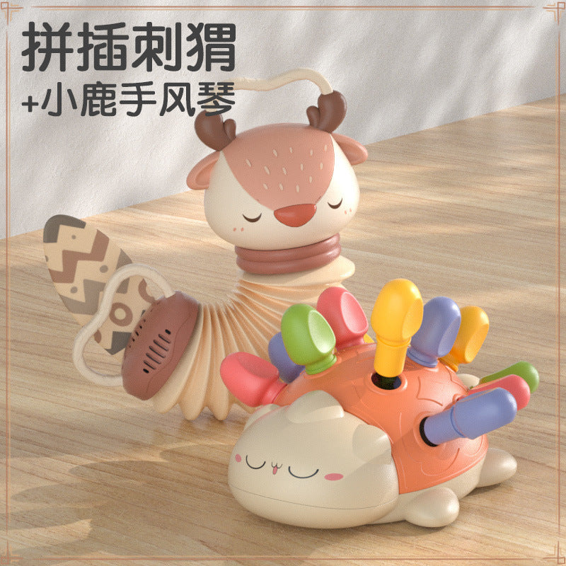 Hedgehog assembly hole pulling nails 6 months 8 baby concentration training early education baby toys 1 3 years old puzzle