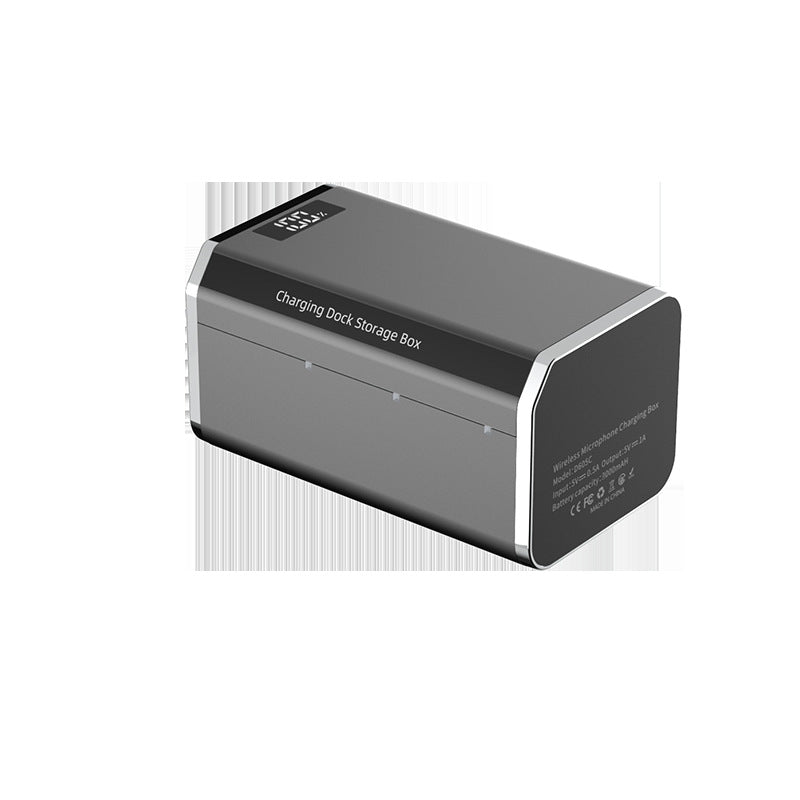 Defeilong D60/D608 wireless collar clip microphone special charging compartment storage box metal aluminum shell flash charging