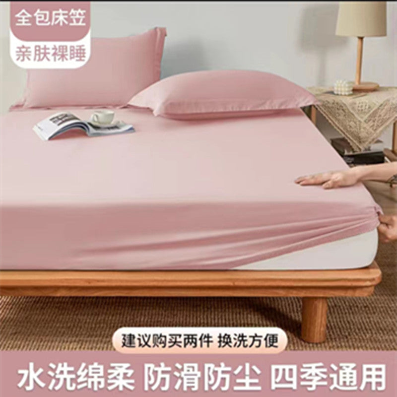 Bed sheets single piece fitted sheet all-inclusive bed cover mattress protector washed cotton summer maternal and infant washed cotton fitted sheet three-piece set