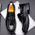 Business formal leather shoes for men live broadcast hand-grabbed pattern slip-on british style slip-on casual groom wedding suit shoes