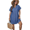 casual fashion trendy cross-border european and american  summer new plus size v-neck women's dress