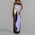 cross-border e-commerce women's fashion: european and american summer new arrivals - trendy off-the-shoulder bandeau sexy backless printed dress