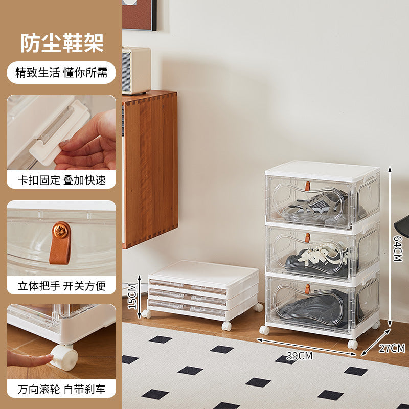 Door shoe cabinet foldable transparent large-capacity multi-layer shoe display finishing box installation-free dust-proof clean storage