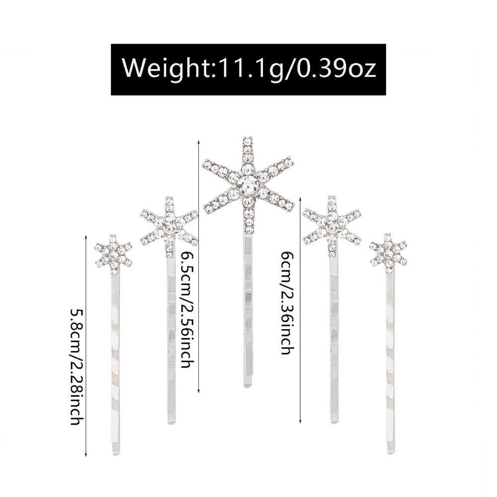 Wholesale alloy snowflake headwear - european & american cross-border e-commerce rhinestone jewelry - fashionable autumn/winter women's diamond-studded hair clip set