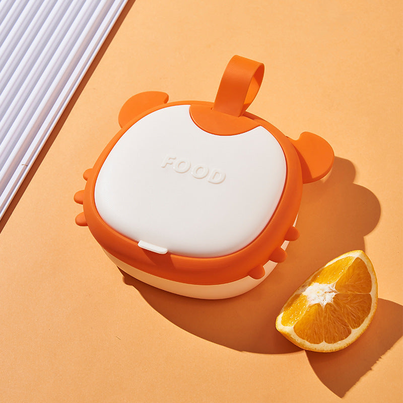 Baby outing food bowl kids portable meal plate silicone eating bowl drop-proof takeout baby utensil set