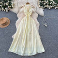 Accessible luxuryniche stylehalterdress women's summersexybacklessv necktie backwaist slimming lookholiday style long skirt