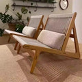 Outdoor sofa balcony courtyard rattan chair hotel teak wabi-sabi style b&b outdoor garden solid wood rattan leisure chair