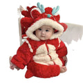 Winter baby new year's greetings clothes fleece-linedthickened male and female baby new year's one-piece khaki year of the dragon festive super cute winter style