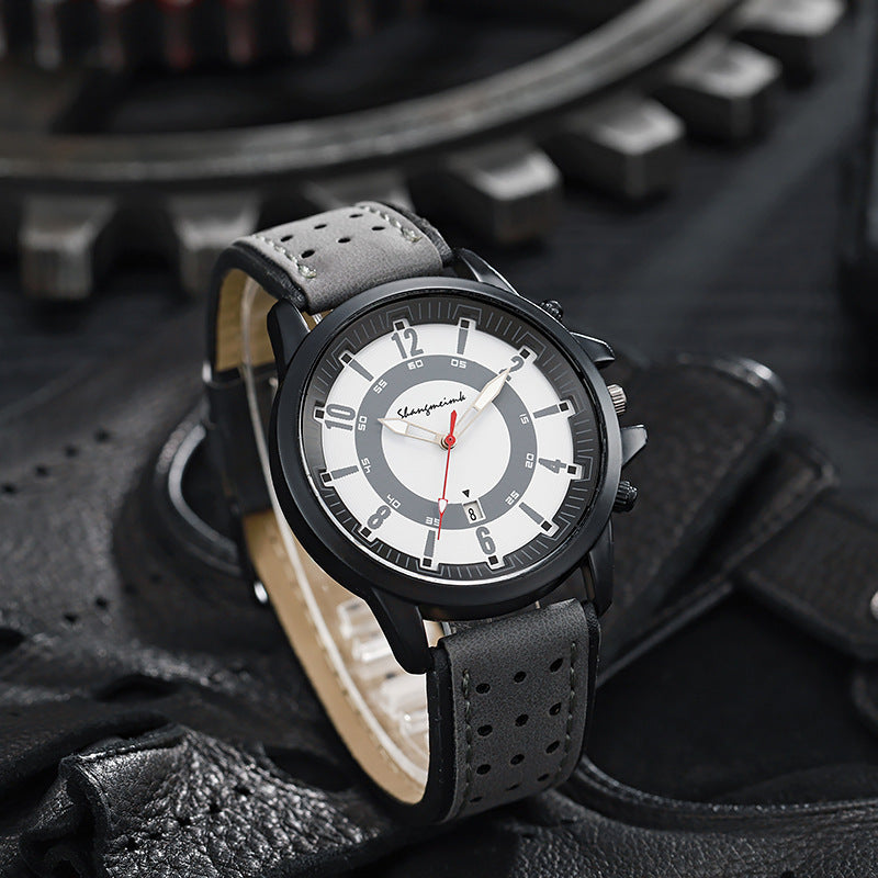 Shangmei aliexpress sports men's quartz fashion belt military watch student calendar watch one piece dropshipping white face black