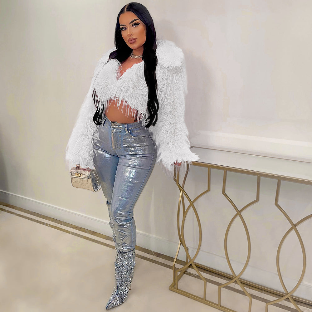 Zhongsi chuang cross-border e-commerce: european and american women's clothing - sexy faux fur short coat