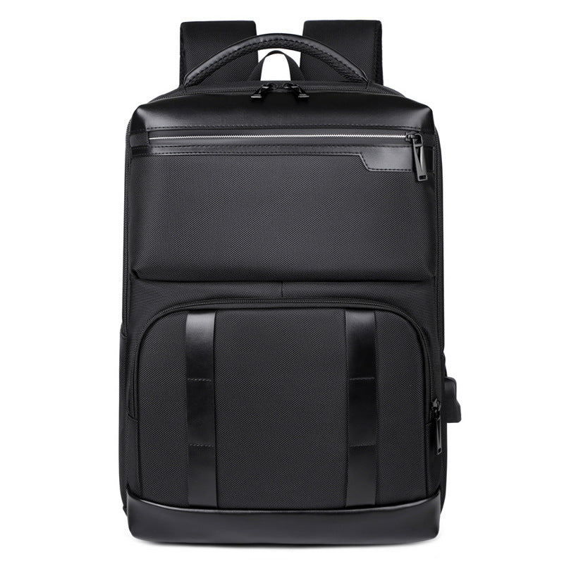 Cross-border large-capacity backpack computer bag, simple commuter business backpack, USB interface can be hung, tie rod business travel backpack