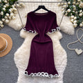 Korean style commute ruffle knit dress - women's  summer high-waisted slimming a-line dress - elegant and high-end