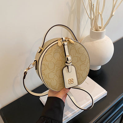 2025 new european and american fashionable chic chanel-style high-end crossbody bag, small round bag, large capacity vintage shoulder bag