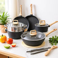 Medical stone combination for home pot set 12pcs steaming, cooking, stewing and frying set pot neutralinduction cooker non-stick pot suit