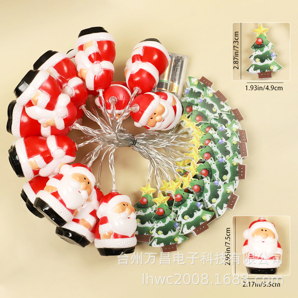 LED Santa Claus Head Christmas Tree Mixed Light String Creative Snowman Light String LED Christmas Decoration Flash Lights