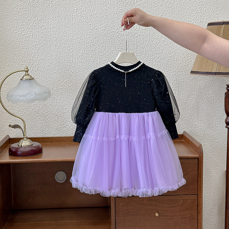 Girls' dress  spring new arrival - faux two-piece baby girl dress, birthday party dress, princess dress for toddlers and young children