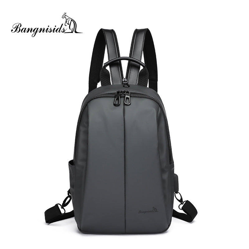 Spring messenger bag new, men's breast bag fashionable casual oblique backpack waterproof leather film small satchel versatile breast bag