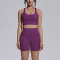 New arrival cross-border double-sided brocade back cross tight-fitting breathable yoga suit sports running fitness two-piece set for women