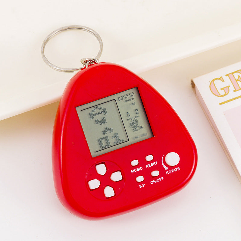 tetris game console - mini triangle handheld arcade game toy keychain charm