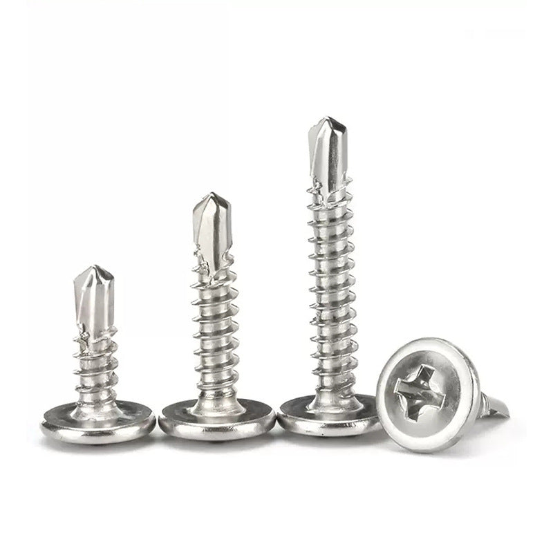 Large flat head self-drilling drill tail screw Blue and white zinc stainless steel self-drilling color steel tile drill tail nail Dovetail No. 12 No. 10