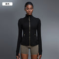 Stand collar zipper yoga wear outwear women's cardigan running sports jacket waist slimming look fitness wear daw182-2