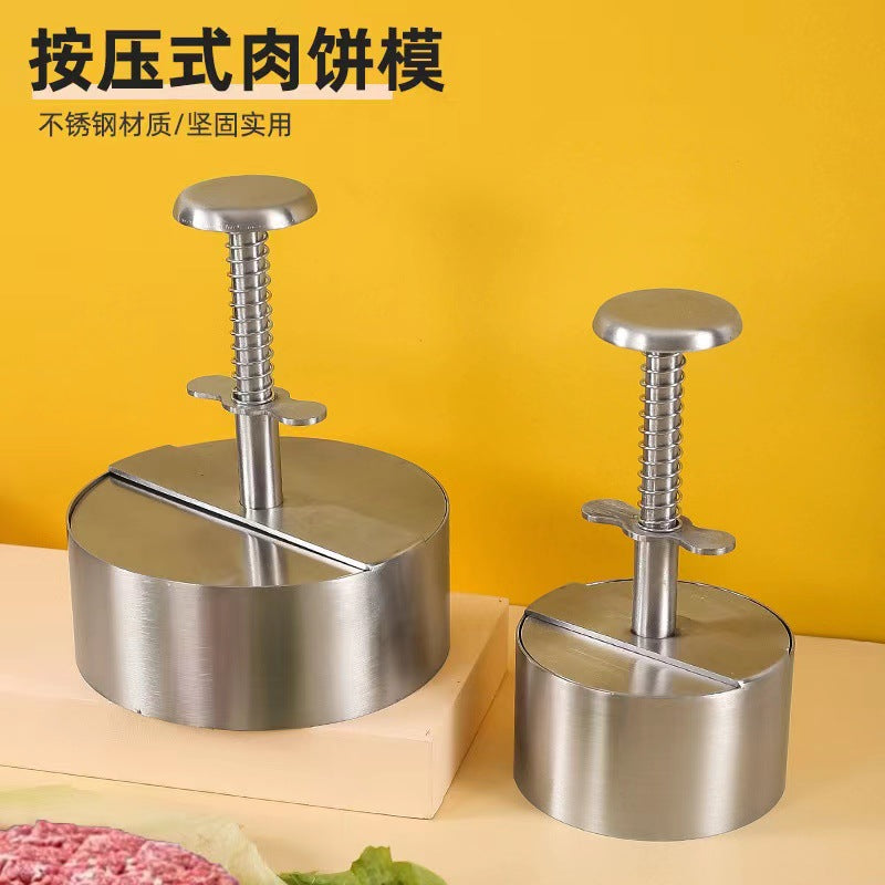 New round meat press - 304 stainless steel burger press - press-down meat mold - patty maker - kitchen tool