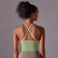 New arrival nude suspender beautiful back sports intimatesfake two-piece all-in-one coaster yoga bra bubble wrap fitness vest women